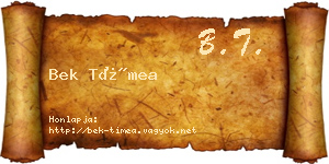 Bek Tímea névjegykártya